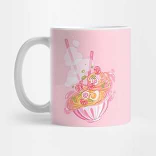 The cute pink ramen bowl with shrimps and noodle Mug